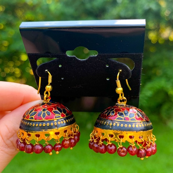 Jewelry - NWT Bell Shape Fringe Bead Shaker Enamel Earrings